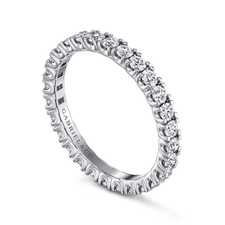 Eternity Band Wedding Ring in 14k White Gold with Round Natural Diamond at Gabriel & Co. - Shot 3