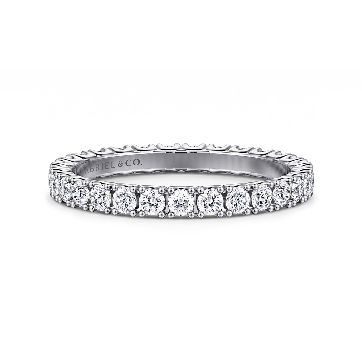 Eternity Band Wedding Ring in 14k White Gold with Round Natural Diamond at Gabriel & Co. - Shot 1