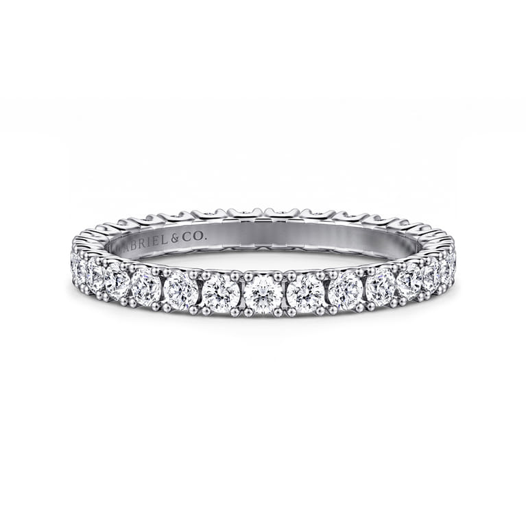 Eternity Band Wedding Ring in 14k White Gold with Round Natural Diamond at Gabriel & Co. - Shot 1