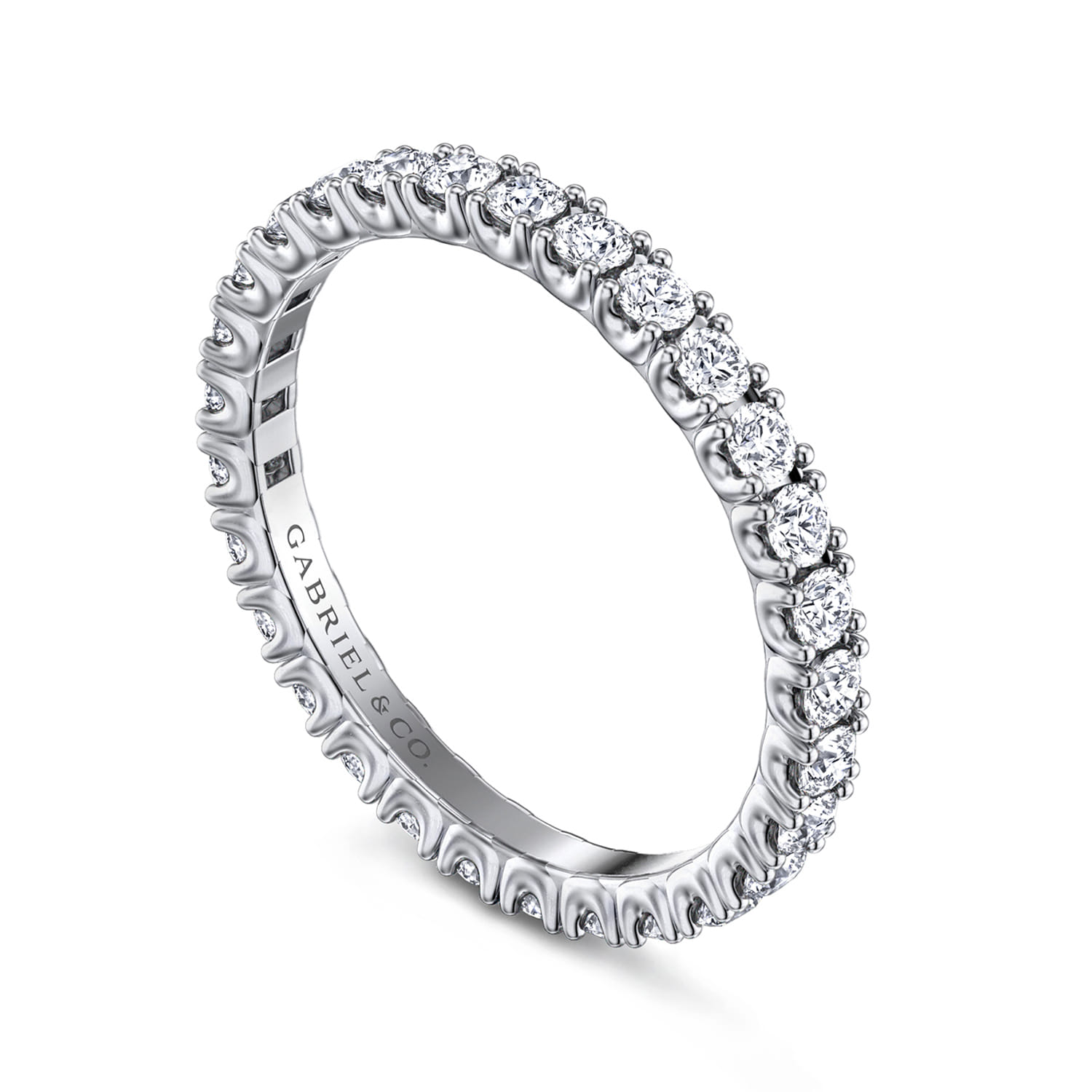 Eternity Band Wedding Ring in 14k White Gold with Round Natural Diamond at Gabriel & Co. - Shot 3