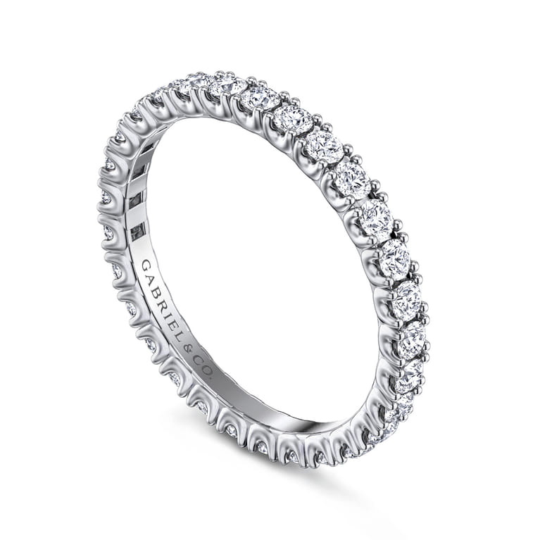 Eternity Band Wedding Ring in 14k White Gold with Round Natural Diamond at Gabriel & Co. - Shot 3