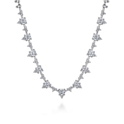14K White Gold Prong Set Diamond Tennis Necklace