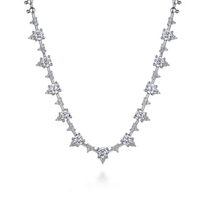 14K White Gold Prong Set Diamond Tennis Necklace
