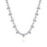 14K White Gold Prong Set Diamond Tennis Necklace - 3.2 ct