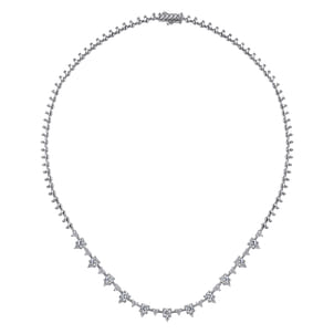 14K White Gold Prong Set Diamond Tennis Necklace