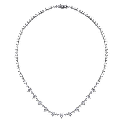 14K White Gold Prong Set Diamond Tennis Necklace