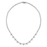 14K White Gold Prong Set Diamond Tennis Necklace - 3.2 ct