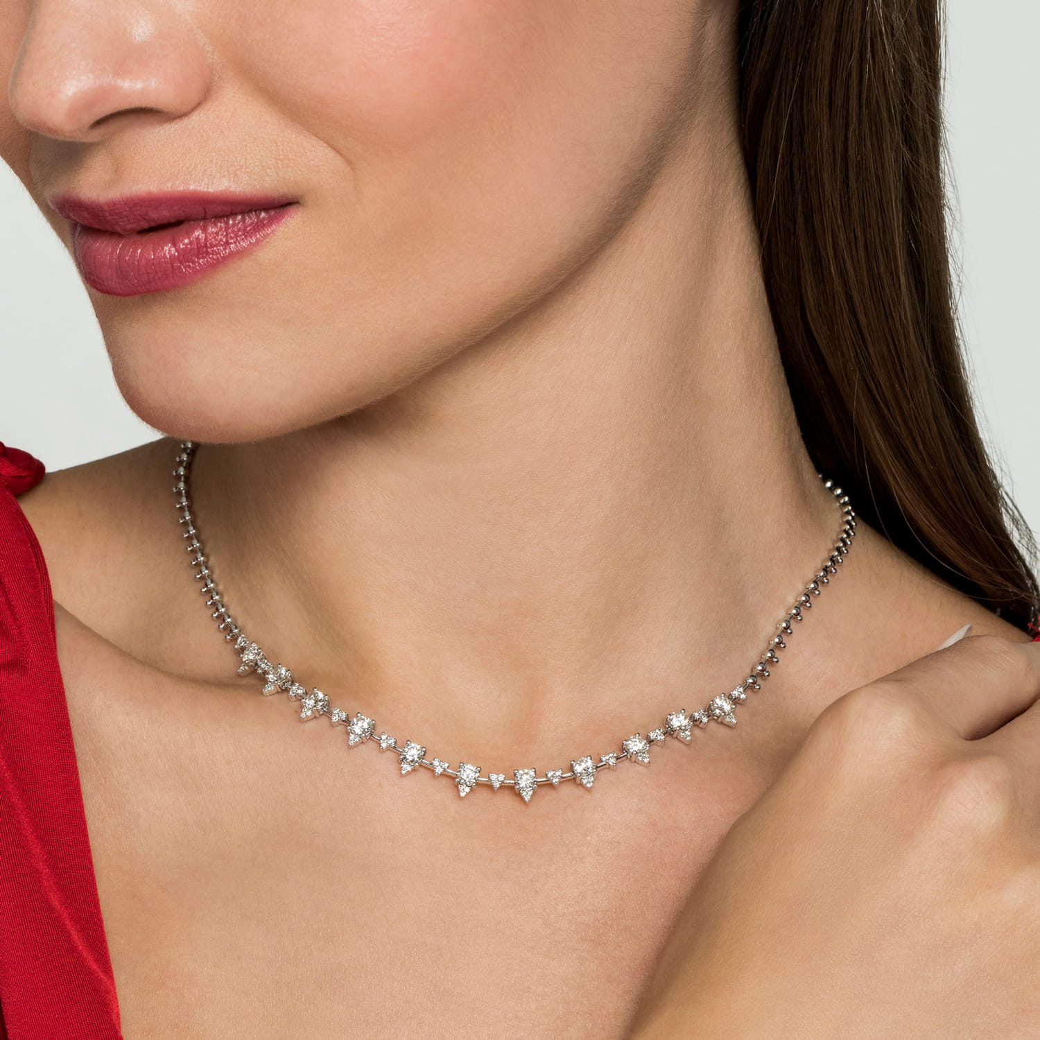 14K White Gold Prong Set Diamond Tennis Necklace