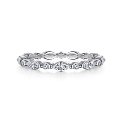 14K White Gold Prong Set Marquise and Round Diamond Eternity Band