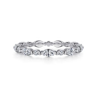 14K White Gold Prong Set Marquise and Round Diamond Eternity Band