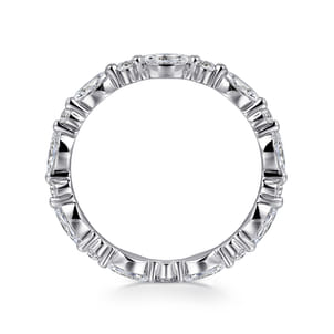14K White Gold Prong Set Marquise and Round Diamond Eternity Band