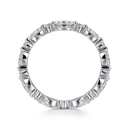 14K White Gold Prong Set Marquise and Round Diamond Eternity Band