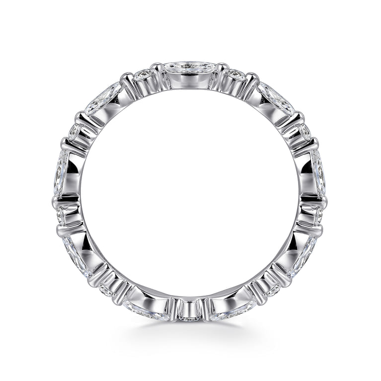 Eternity Band Wedding Ring in 14k White Gold with Marquise Natural Diamond at Gabriel & Co. - Shot 2