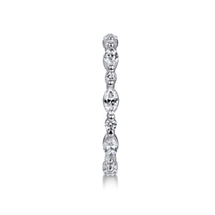 14K White Gold Prong Set Marquise and Round Diamond Eternity Band