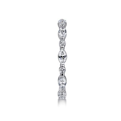 14K White Gold Prong Set Marquise and Round Diamond Eternity Band