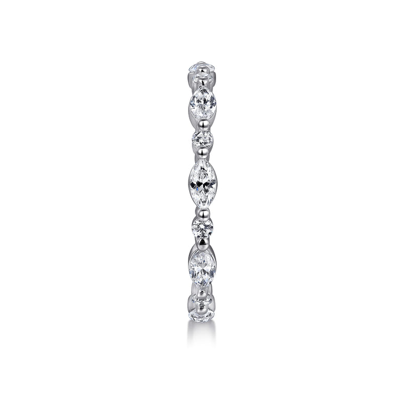 Eternity Band Wedding Ring in 14k White Gold with Marquise Natural Diamond at Gabriel & Co. - Shot 4