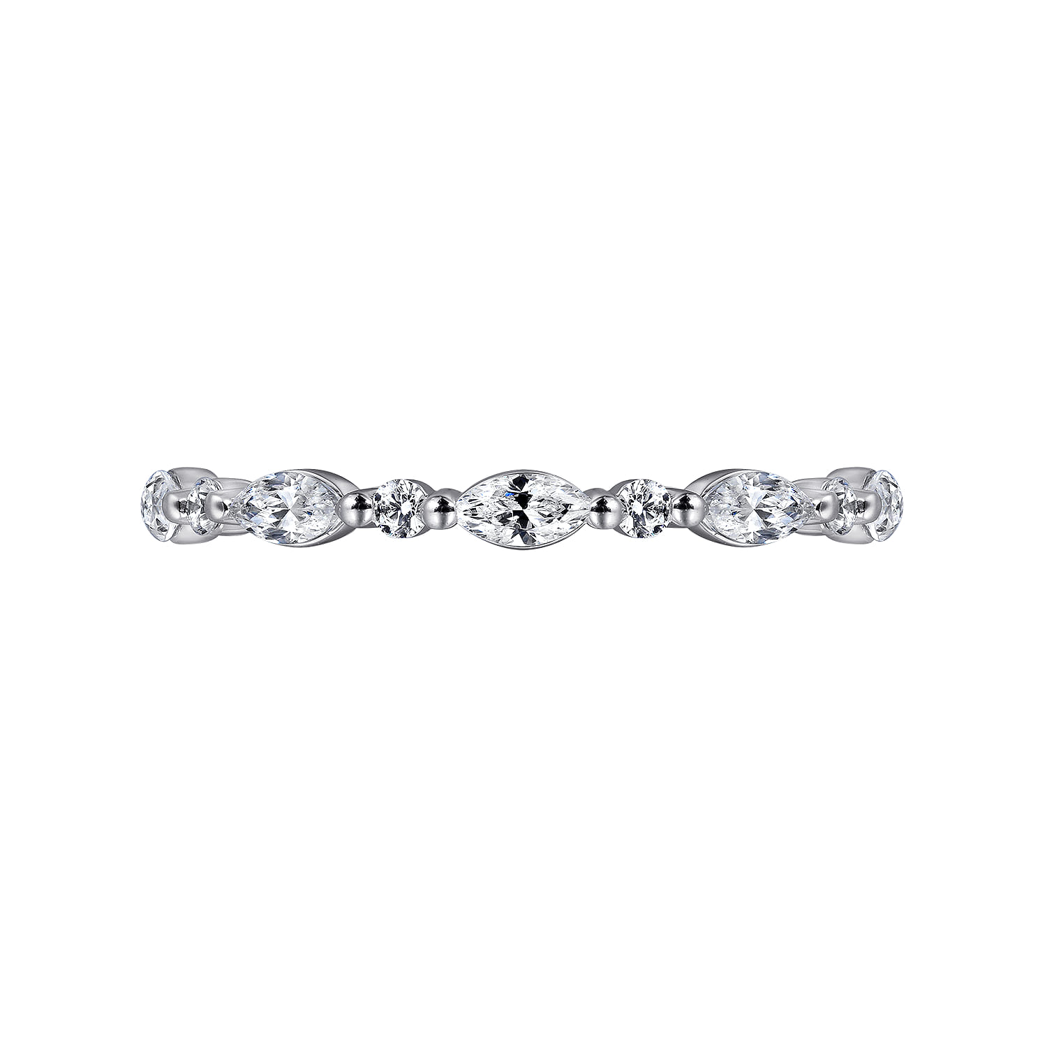 14K White Gold Prong Set Marquise and Round Diamond Eternity Band