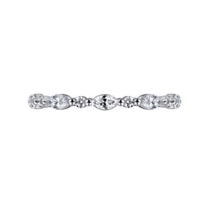 14K White Gold Prong Set Marquise and Round Diamond Eternity Band