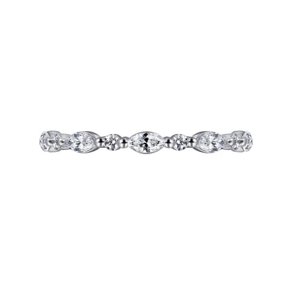 14K White Gold Prong Set Marquise and Round Diamond Eternity Band