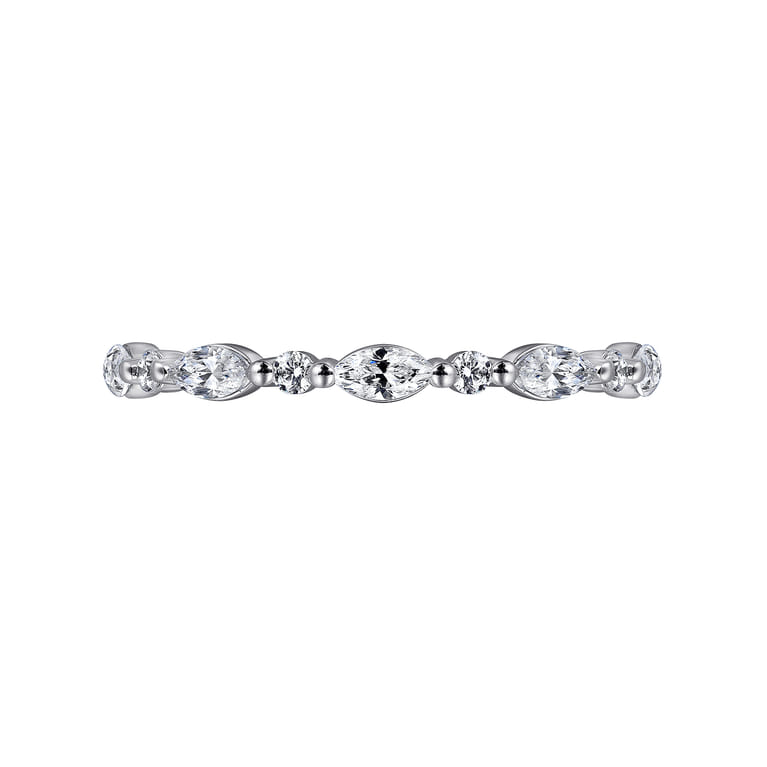 Eternity Band Wedding Ring in 14k White Gold with Marquise Natural Diamond at Gabriel & Co. - Shot 6