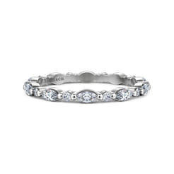14K White Gold Prong Set Marquise and Round Diamond Eternity Band