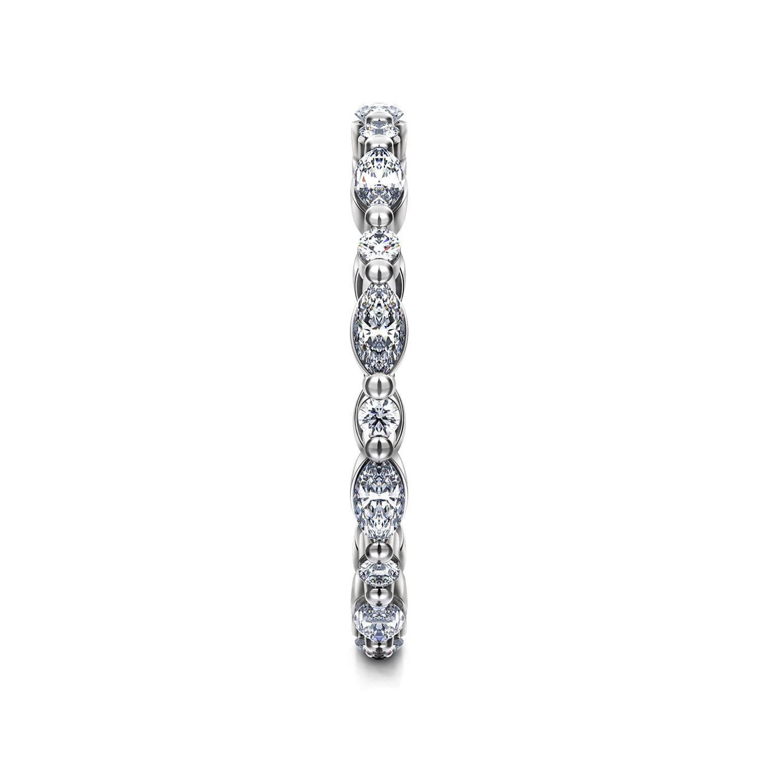 Eternity Band Wedding Ring in 14k White Gold with Marquise Natural Diamond at Gabriel & Co. - Shot 4