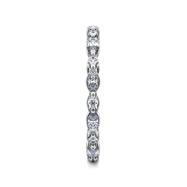 Eternity Band Wedding Ring in 14k White Gold with Marquise Natural Diamond at Gabriel & Co. - Shot 4