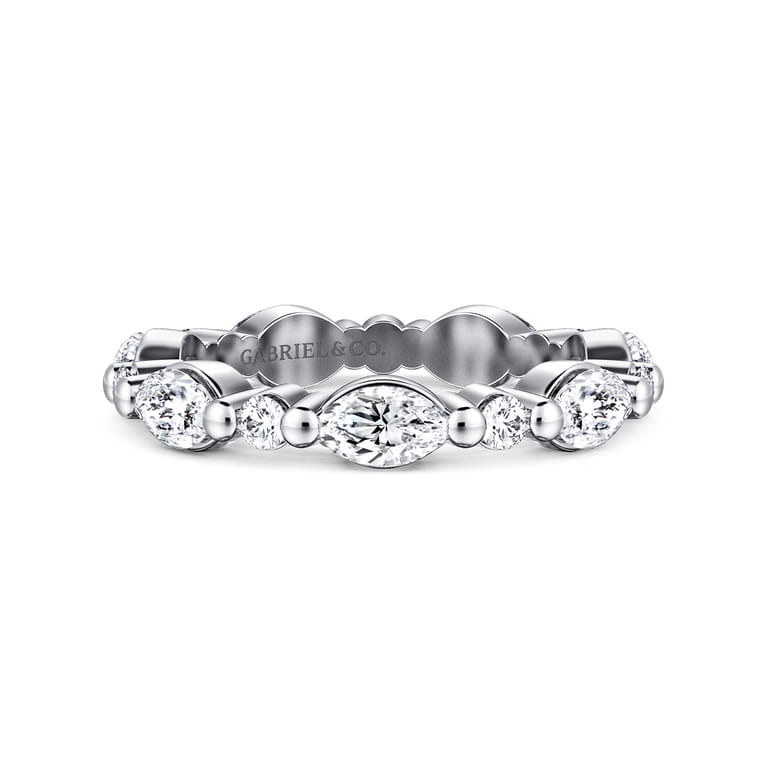 Eternity Band Wedding Ring in 14k White Gold with Marquise Natural Diamond at Gabriel & Co. - Shot 1