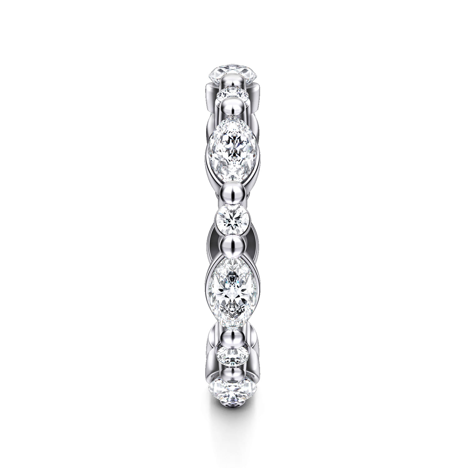 Eternity Band Wedding Ring in 14k White Gold with Marquise Natural Diamond at Gabriel & Co. - Shot 3
