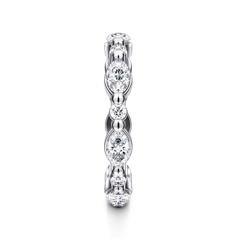 Eternity Band Wedding Ring in 14k White Gold with Marquise Natural Diamond at Gabriel & Co. - Shot 3