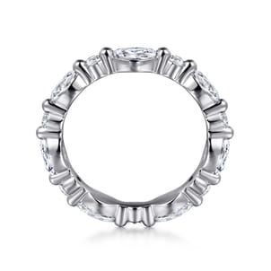 14K White Gold Prong Set Marquise and Round Diamond Eternity Band