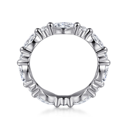 14K White Gold Prong Set Marquise and Round Diamond Eternity Band
