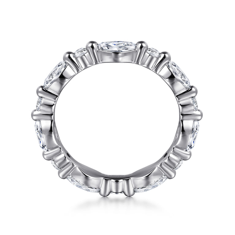 Eternity Band Wedding Ring in 14k White Gold with Marquise Natural Diamond at Gabriel & Co. - Shot 2