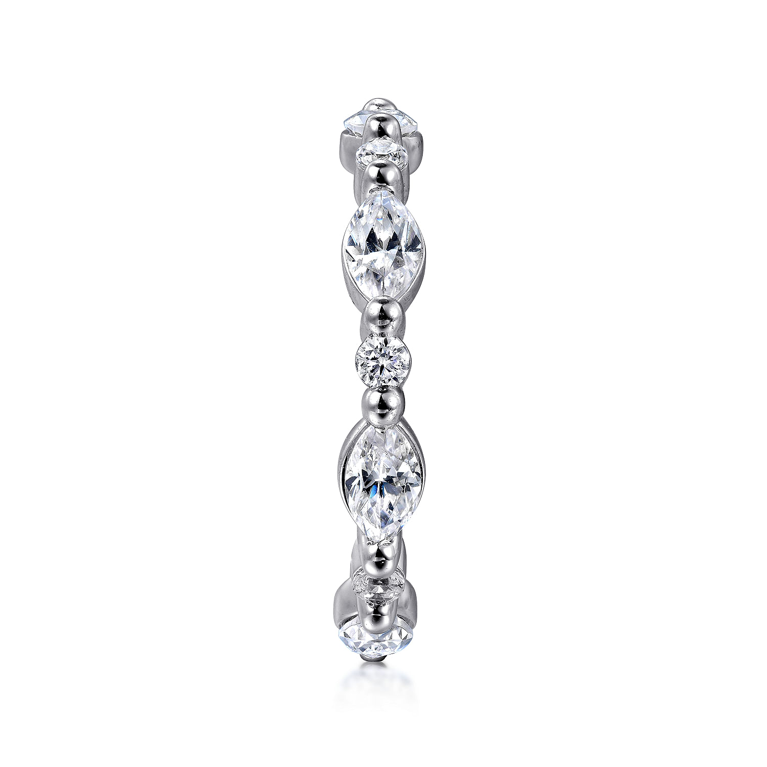 14K White Gold Prong Set Marquise and Round Diamond Eternity Band