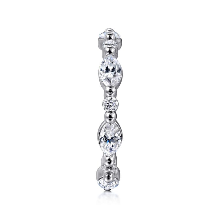 Eternity Band Wedding Ring in 14k White Gold with Marquise Natural Diamond at Gabriel & Co. - Shot 4