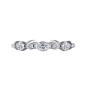 14K White Gold Prong Set Marquise and Round Diamond Eternity Band