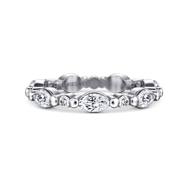 Eternity Band Wedding Ring in 14k White Gold with Marquise Natural Diamond at Gabriel & Co. - Shot 1