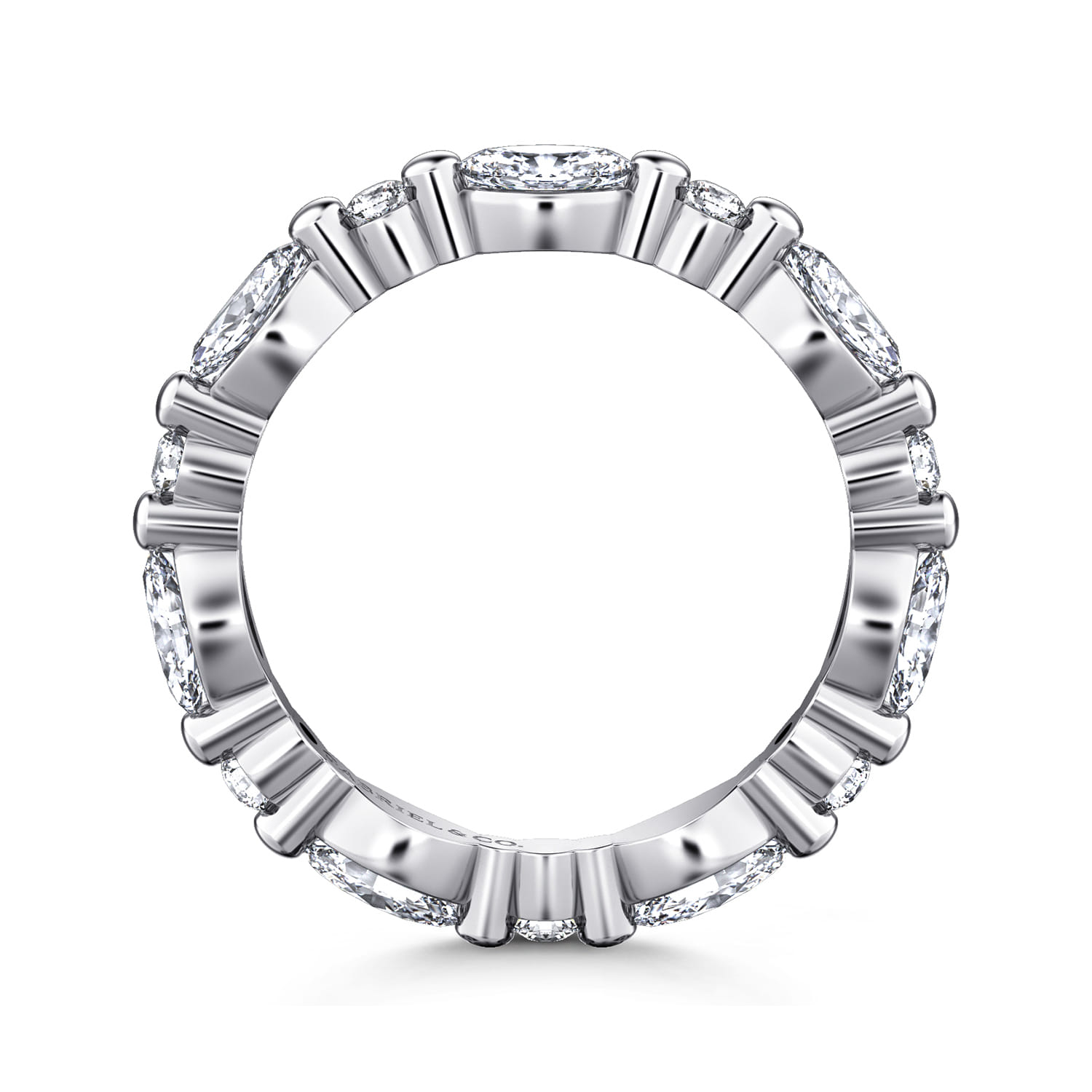 Eternity Band Wedding Ring in 14k White Gold with Marquise Natural Diamond at Gabriel & Co. - Shot 2