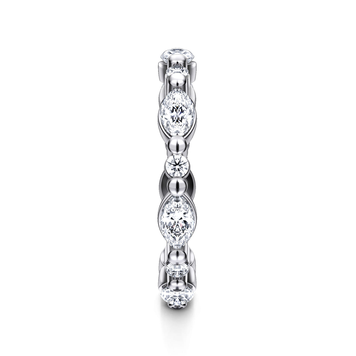 Eternity Band Wedding Ring in 14k White Gold with Marquise Natural Diamond at Gabriel & Co. - Shot 3