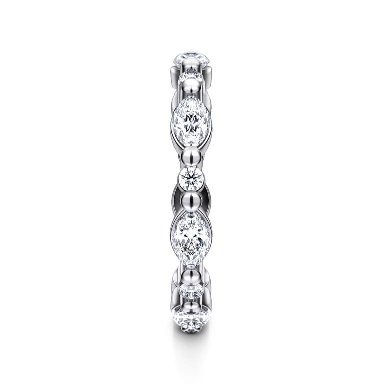 Eternity Band Wedding Ring in 14k White Gold with Marquise Natural Diamond at Gabriel & Co. - Shot 4