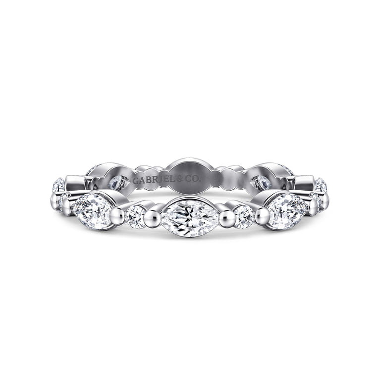 Eternity Band Wedding Ring in 14k White Gold with Marquise Natural Diamond at Gabriel & Co. - Shot 1