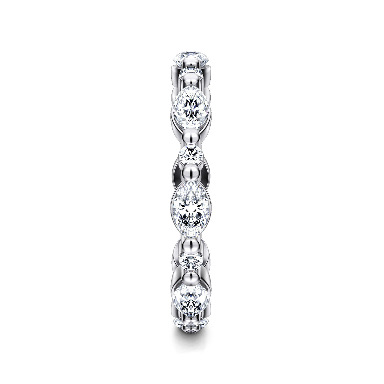 Eternity Band Wedding Ring in 14k White Gold with Marquise Natural Diamond at Gabriel & Co. - Shot 3