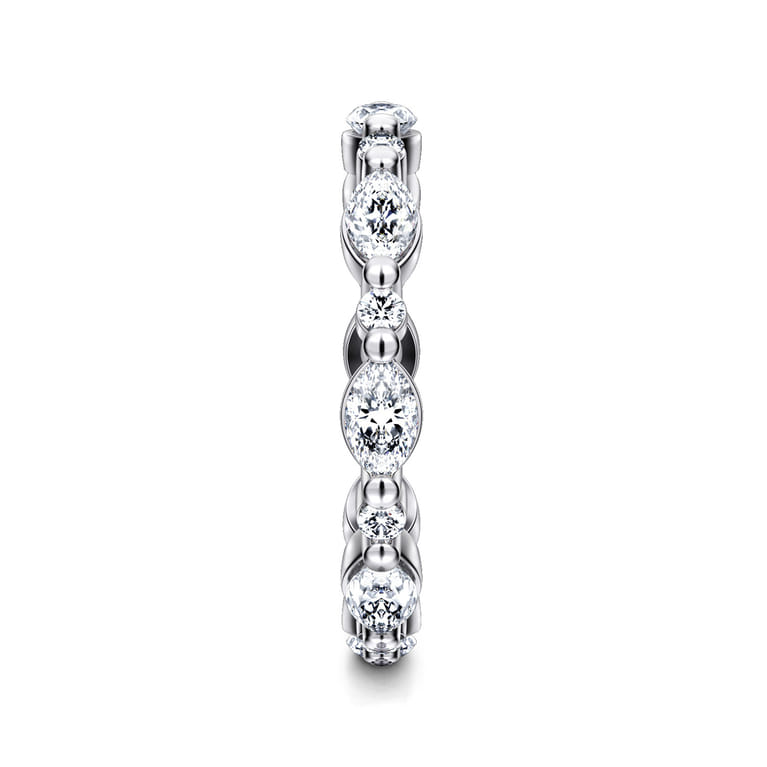 Eternity Band Wedding Ring in 14k White Gold with Marquise Natural Diamond at Gabriel & Co. - Shot 3