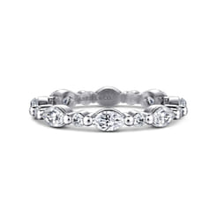 14K White Gold Prong Set Marquise and Round Diamond Eternity Band