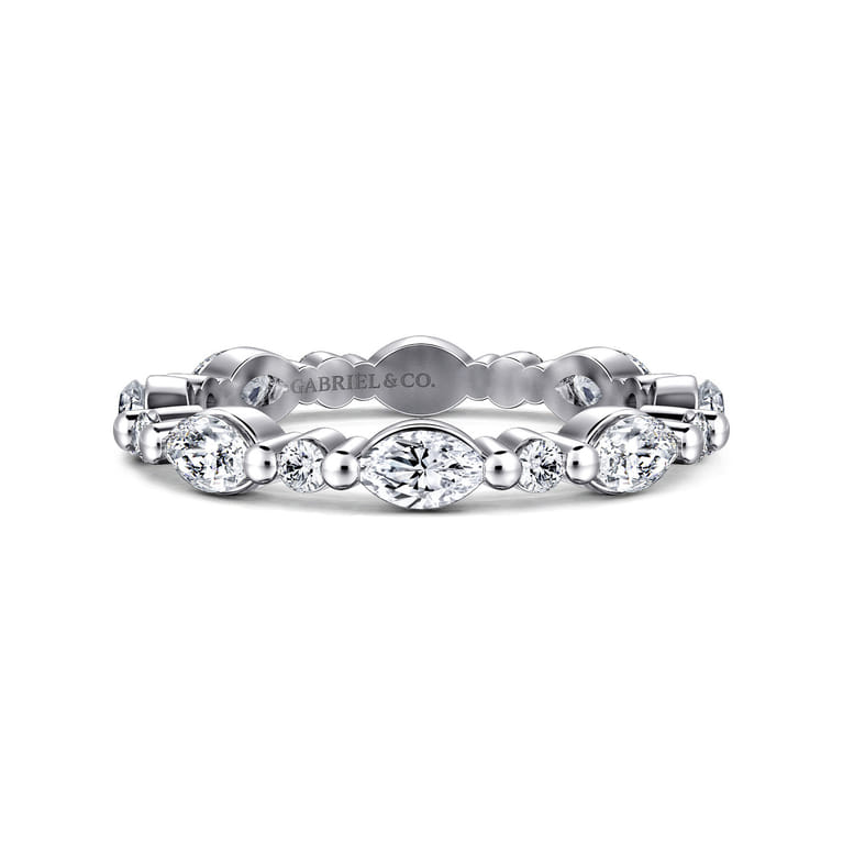 Eternity Band Wedding Ring in 14k White Gold with Marquise Natural Diamond at Gabriel & Co. - Shot 1
