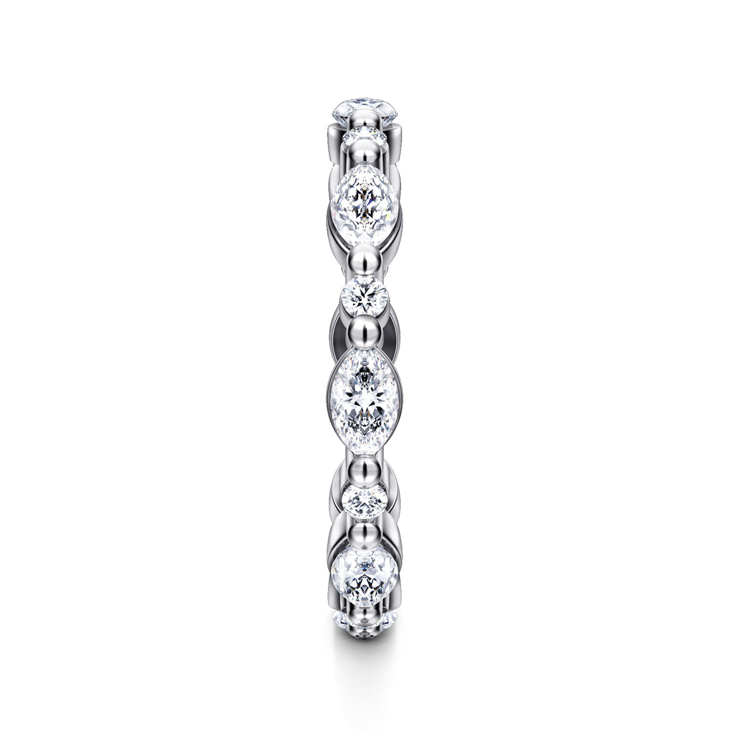 Eternity Band Wedding Ring in 14k White Gold with Marquise Natural Diamond at Gabriel & Co. - Shot 4