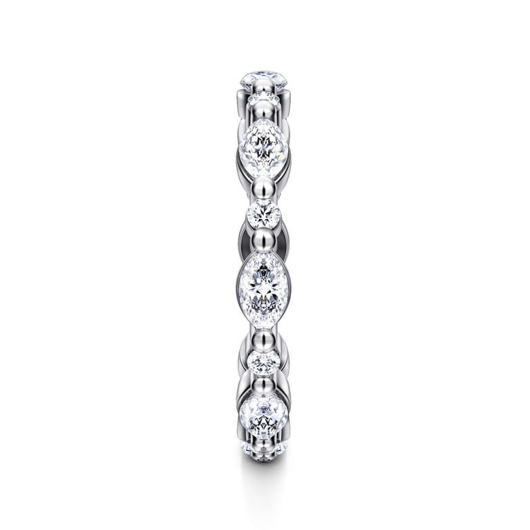 Eternity Band Wedding Ring in 14k White Gold with Marquise Natural Diamond at Gabriel & Co. - Shot 4