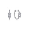 14K White Gold Prong Set and French Pave 15mm Round Classic Diamond Hoop Earrings - 0.35 ct