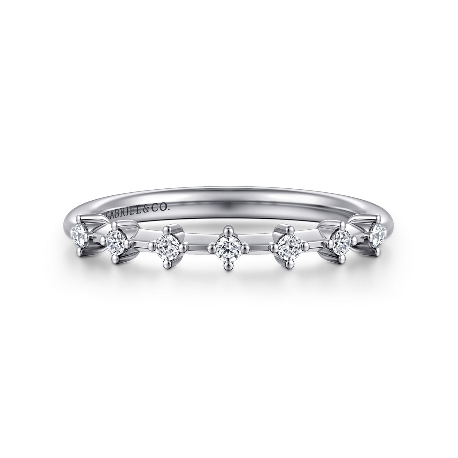 Straight Wedding Ring in 14k White Gold with Round Natural Diamond at Gabriel & Co. - Shot 1