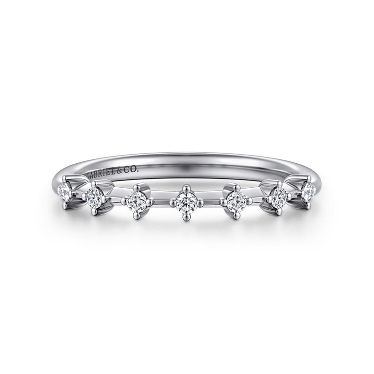 Straight Wedding Ring in 14k White Gold with Round Natural Diamond at Gabriel & Co. - Shot 1